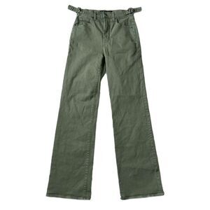 Veronica Beard Olive Green Wide Leg Jeans